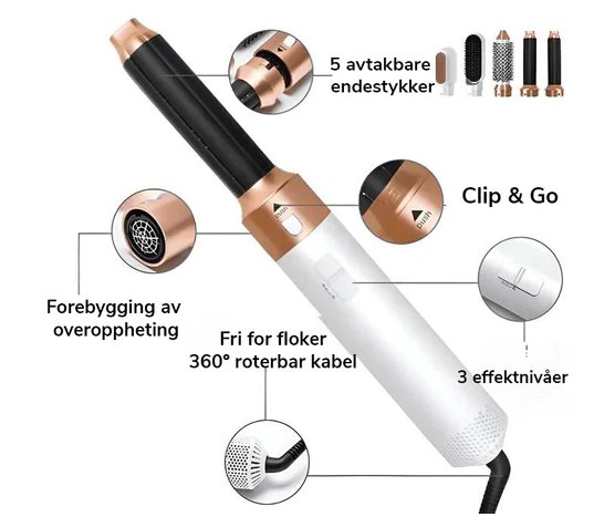Hair Airstyler Ionic Airflow 1000W Multi Attachment Daily Styling Curling Drying Tool | Thomler