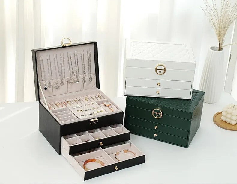 Jewellery Box Multi Layer 23.0 cm Black Organiser For Rings Necklaces Vanity Storage Case | Thomler