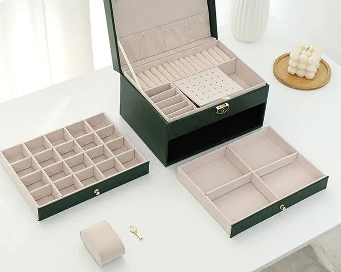 Jewellery Box Multi Layer 23.0 cm Black Organiser For Rings Necklaces Vanity Storage Case | Thomler