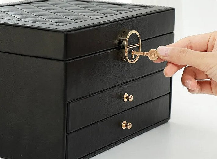 Jewellery Box Multi Layer 23.0 cm Black Organiser For Rings Necklaces Vanity Storage Case | Thomler