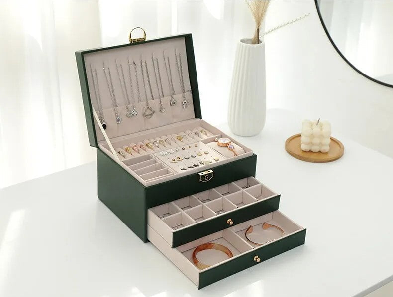 Jewellery Box Multi Layer 23.0 cm Black Organiser For Rings Necklaces Vanity Storage Case | Thomler