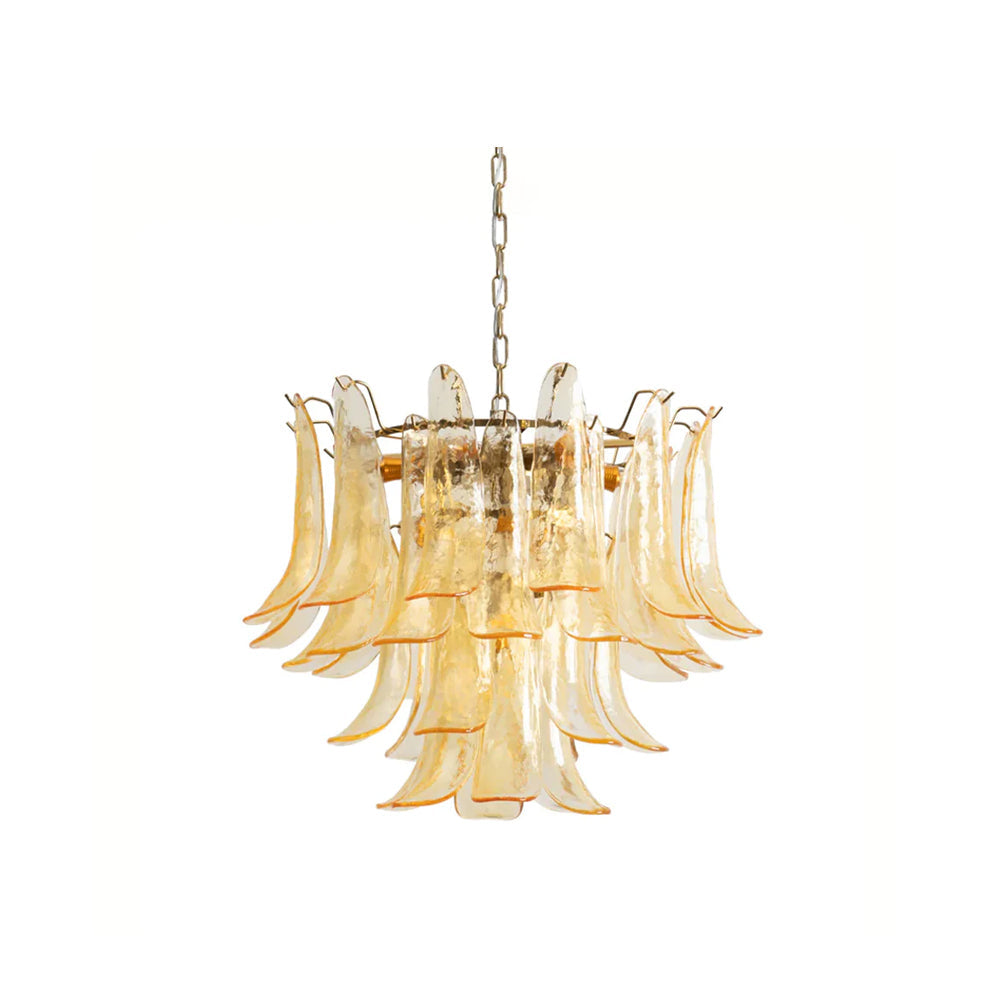 Chandelier Glass Murano 19.6 in Indoor Ceiling Light White Amber Clear Decorative Fixture | Thomler