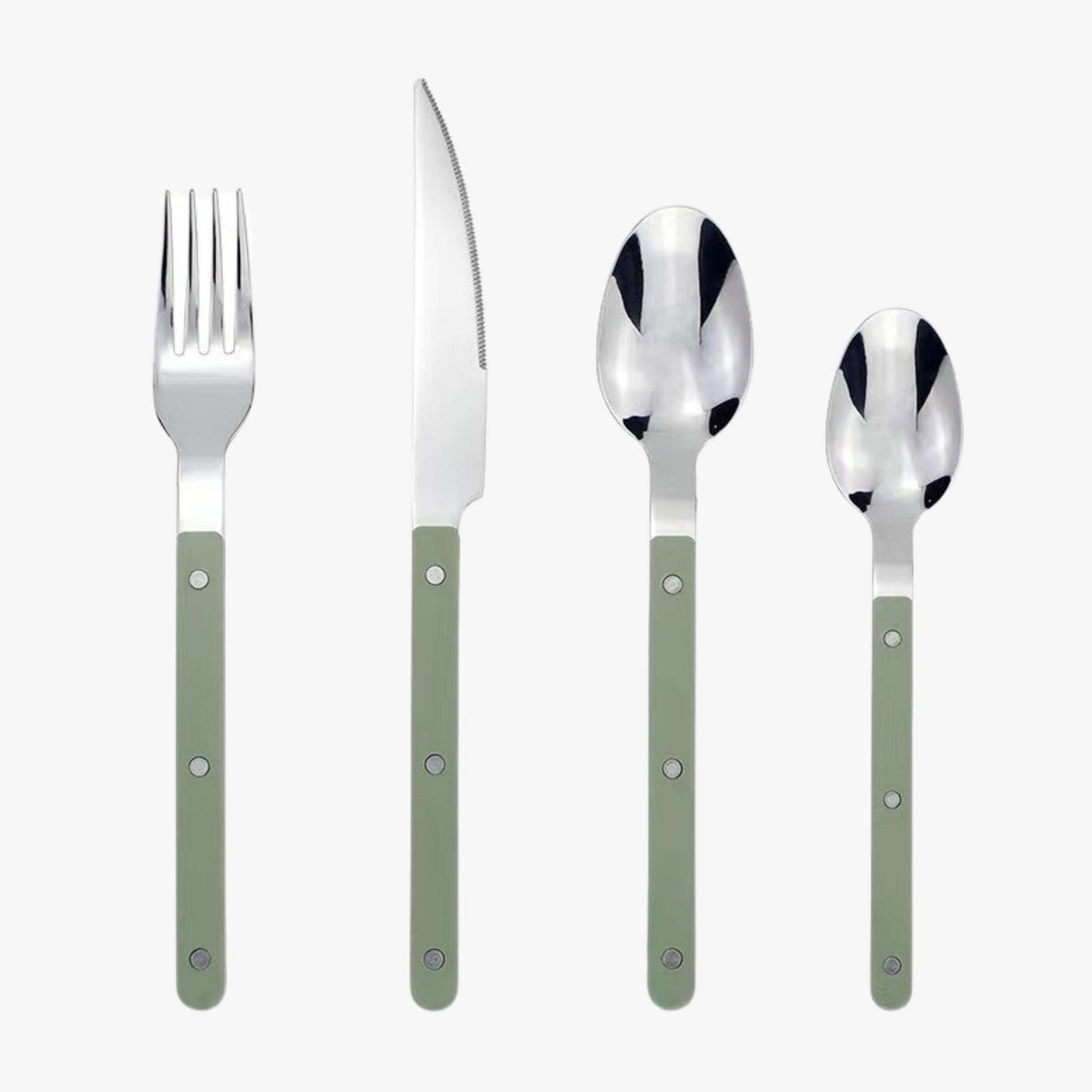 Flatware Set for 6 – Riveted Handle Silverware Service with Knife Fork Spoon – Slim Bistro Stainless Steel Dining Utensils for Everyday | Thomler
