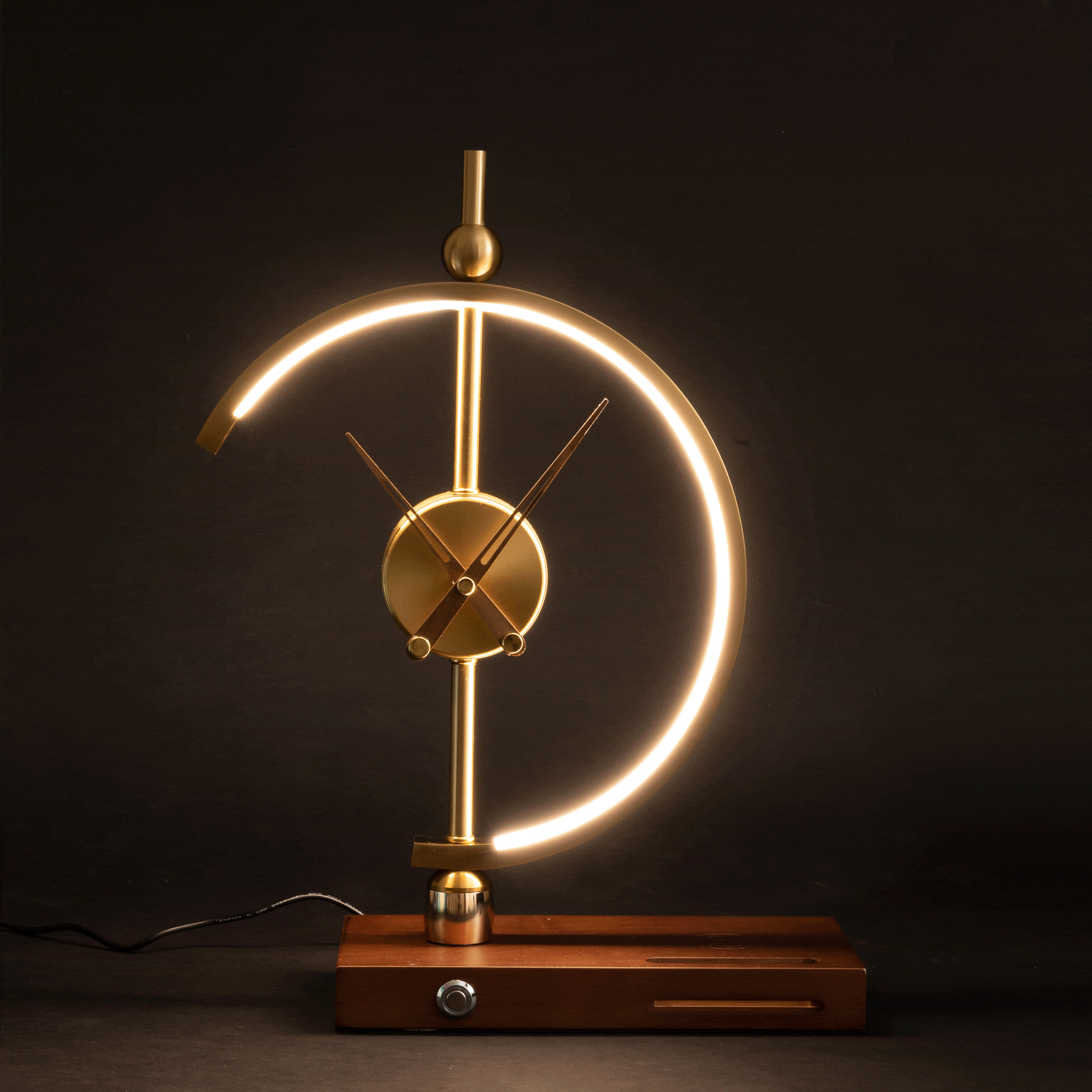 LED Desk Lamp with Wireless Charging Pad and Clock Display for Bedroom Nightstand Office Table Adjustable Brightness Qi Compatible 10W | Thomler
