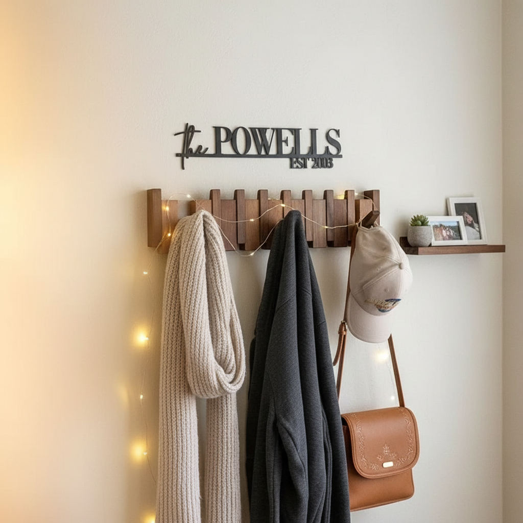 Wall-Mount Piano Key Coat Rack in Solid Wood for Entryway & Bedroom | Thomler