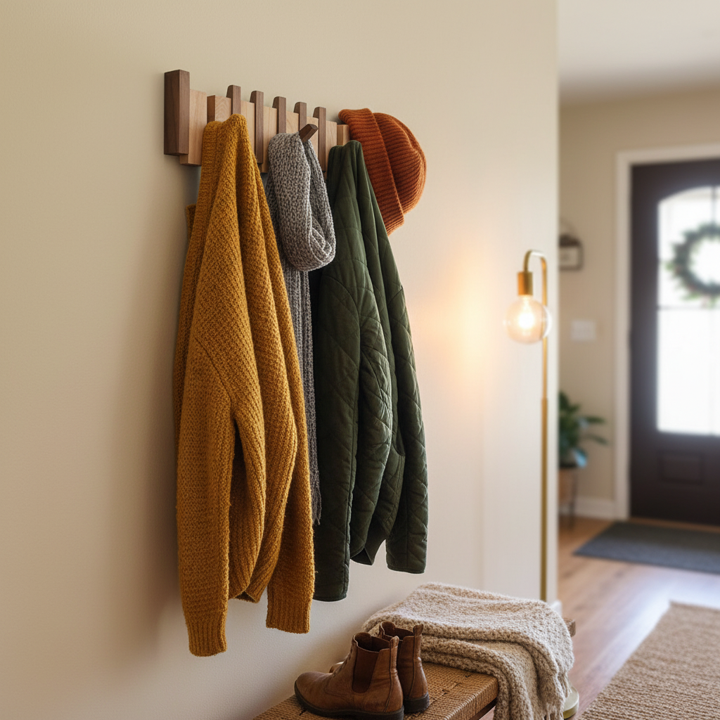 Wall-Mount Piano Key Coat Rack in Solid Wood for Entryway & Bedroom | Thomler