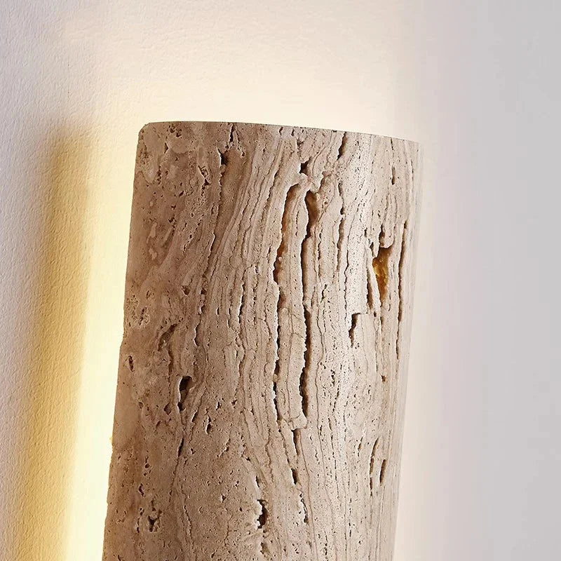 Wall Light Travertine Stone 13.8 in Indoor Bathroom Bedroom Minimalist LED Sconce Japandi Modern Corridor Lighting Fixture | Thomler