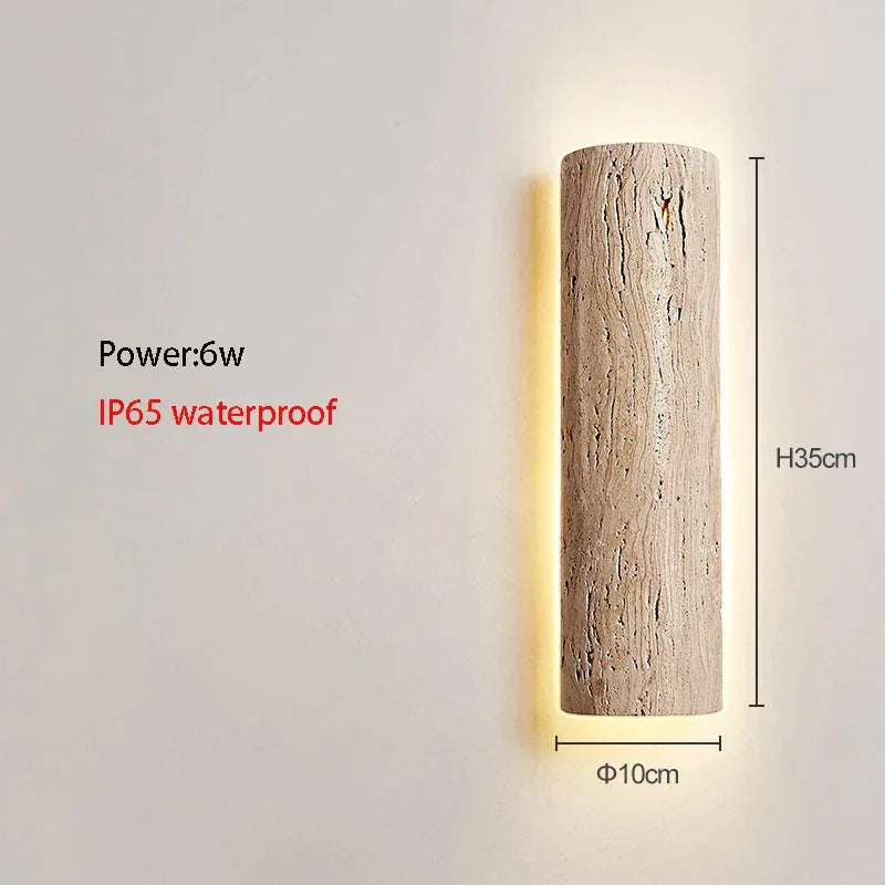 Wall Light Travertine Stone 13.8 in Indoor Bathroom Bedroom Minimalist LED Sconce Japandi Modern Corridor Lighting Fixture | Thomler
