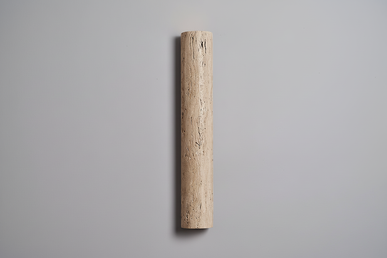 Wall Light Travertine Stone 13.8 in Indoor Bathroom Bedroom Minimalist LED Sconce Japandi Modern Corridor Lighting Fixture | Thomler