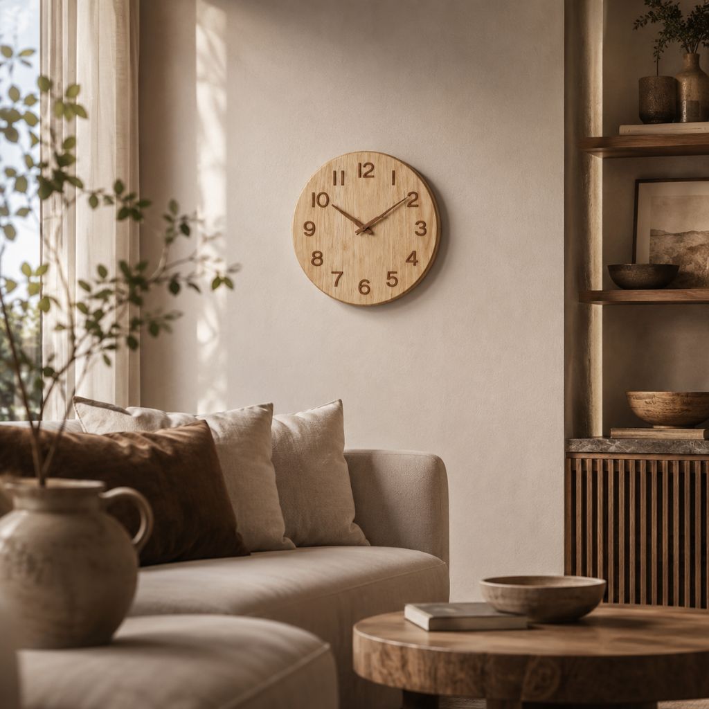 Whisper-Quiet Wooden Wall Clock – Handcrafted Timber Timepiece with Silent Sweep Movement for Living Room, Bedroom, Kitchen & Office Decor | Thomler