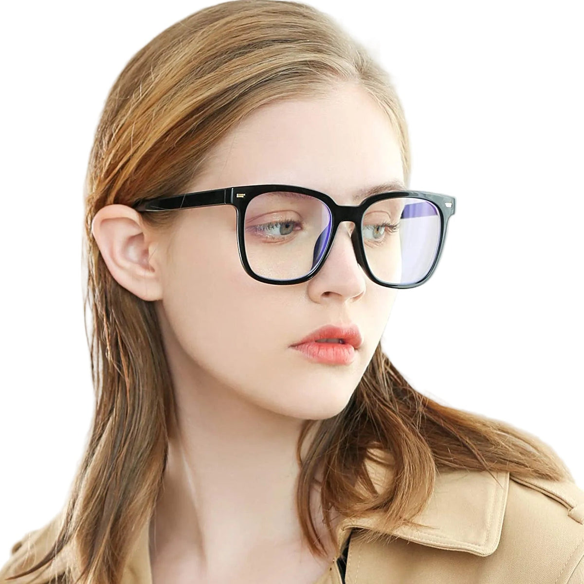 Square Frame Nearsighted Prescription Glasses with Blue Light Filter | Anti-Glare Myopia Eyeglasses for Men & Women | Lightweight Diopter | Thomler