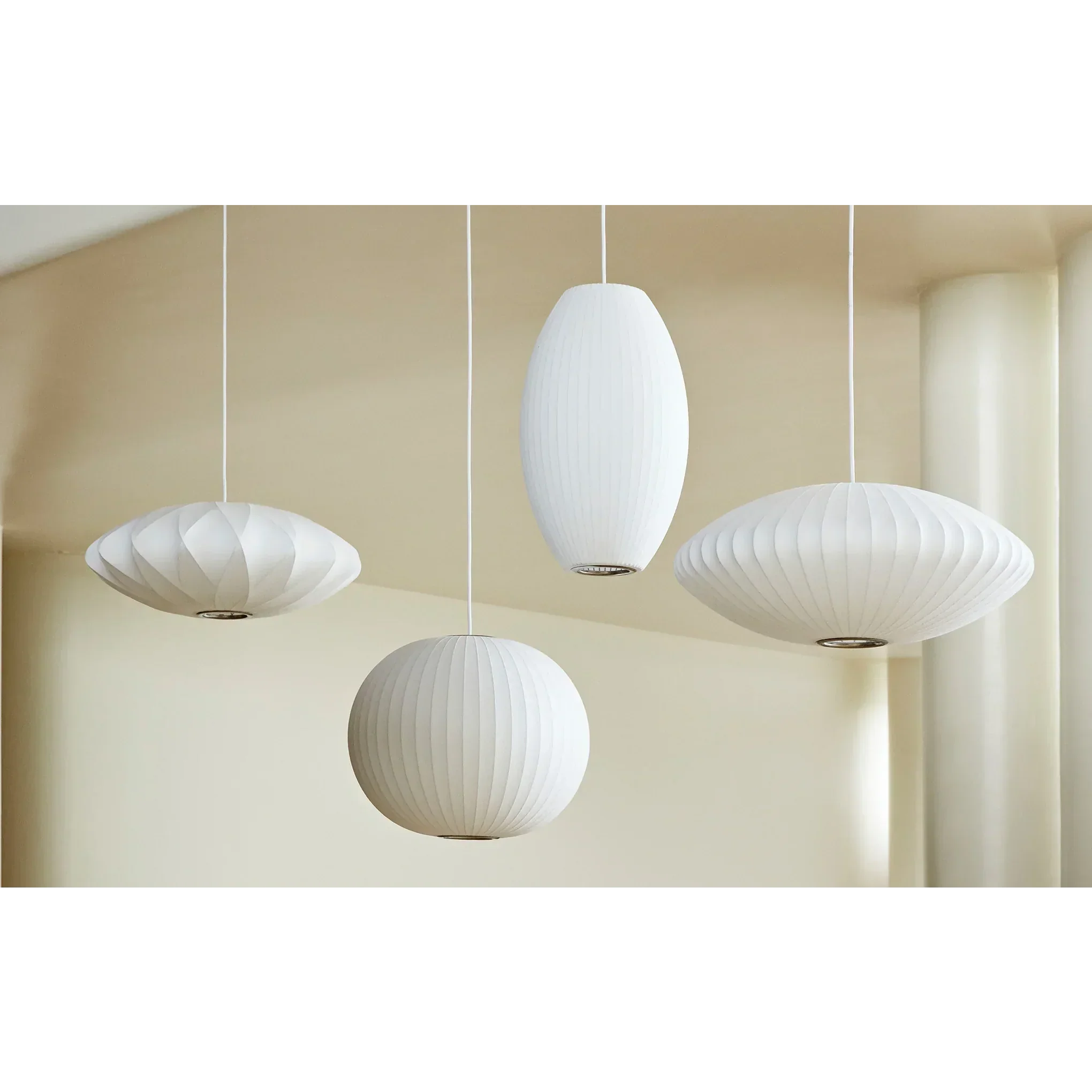 Pendant Light Silk Bubble Shade White Indoor Dining Room Living Space Hanging Ceiling Lamp | Thomler