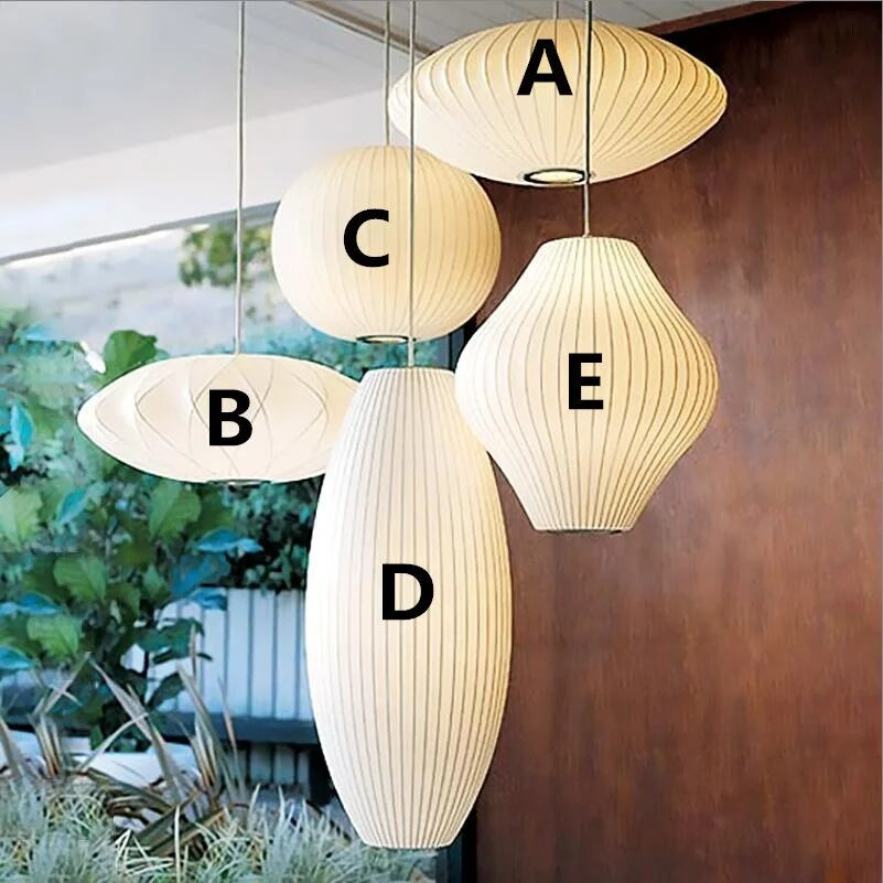Pendant Light Silk Bubble Shade White Indoor Dining Room Living Space Hanging Ceiling Lamp | Thomler