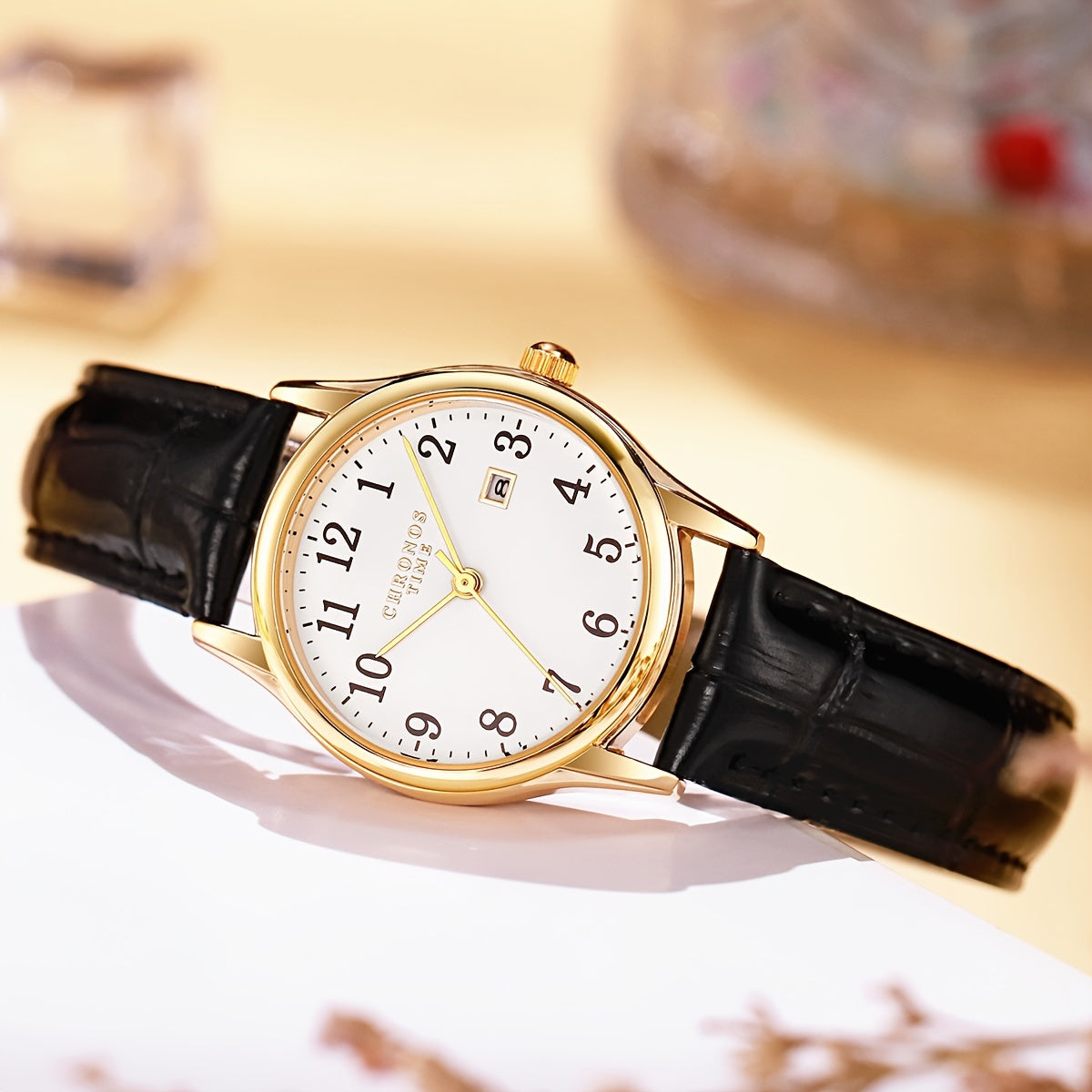 Square Face Quartz Watch for Women – Vegan Leather Band Timepiece with Analog Display – Dress Watch for Work & Events | Thomler