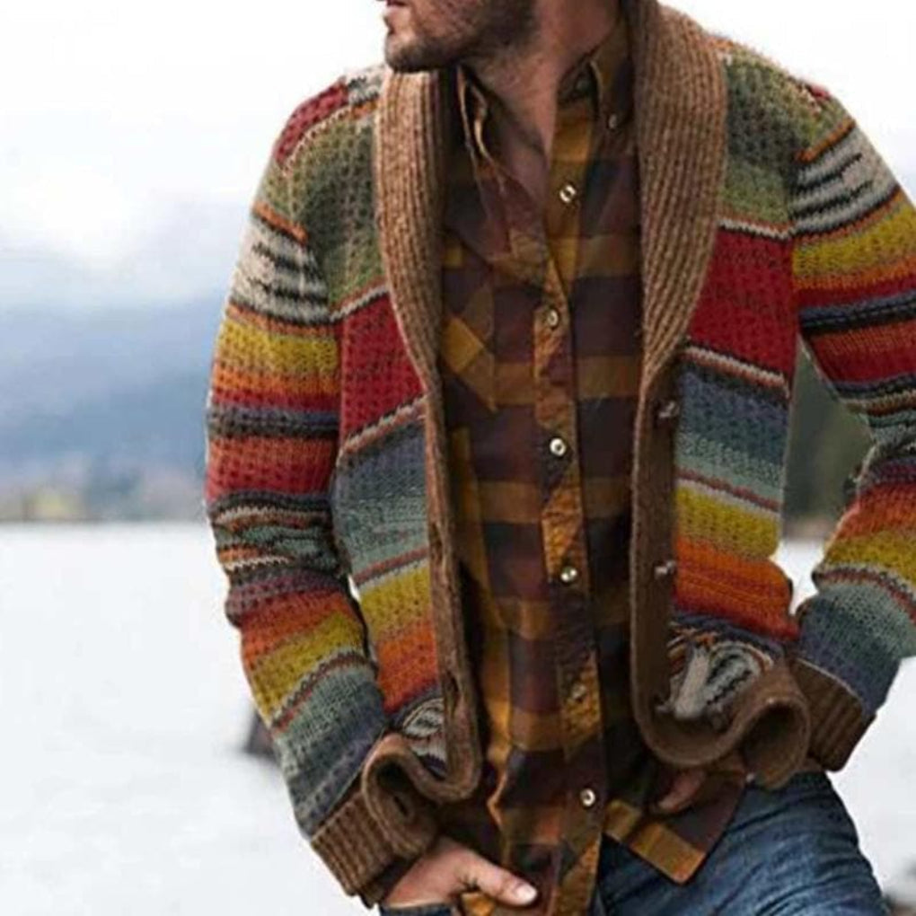 Shawl Collar Cardigan Sweater for Men – Open Front Knit Jacket with Ribbed Cuffs – Casual Layering Piece for Cool Weather | Thomler