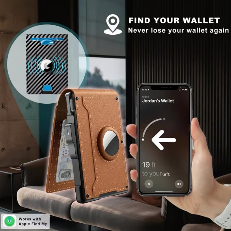 Compact RFID-Blocking Wallet with Pop-Up Card Holder & Money Clip for Men & Women – Slim Aluminum & Leather Bifold Design | Thomler