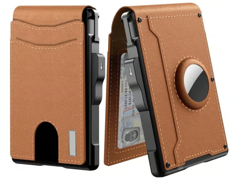 Compact RFID-Blocking Wallet with Pop-Up Card Holder & Money Clip for Men & Women – Slim Aluminum & Leather Bifold Design | Thomler