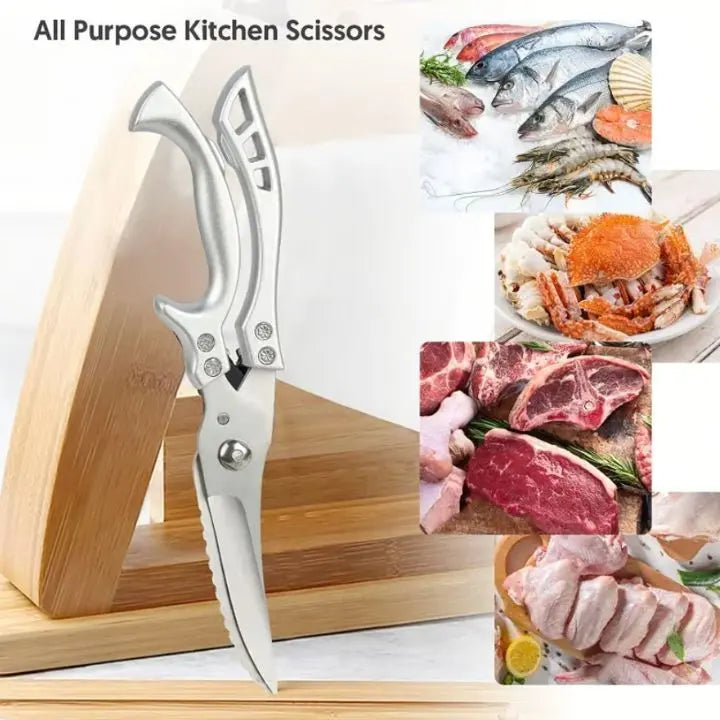 Heavy-Duty Kitchen Shears with Fish Scaler & Safety Lock – Ultra-Sharp Stainless Steel Poultry Scissors for Meat, Chicken, Vegetables & | Thomler