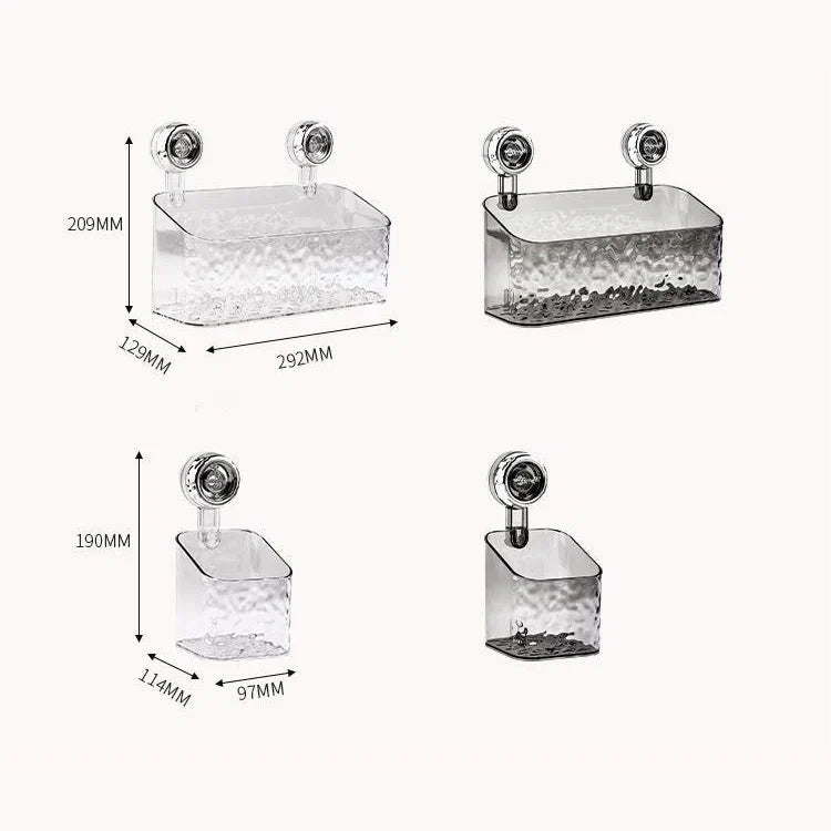 Adhesive Bathroom Organizer Caddy with Grip-Lock Suction – Wall-Mount Shelf for Shower & Vanity Toiletries, Shampoo, Cosmetics | Thomler