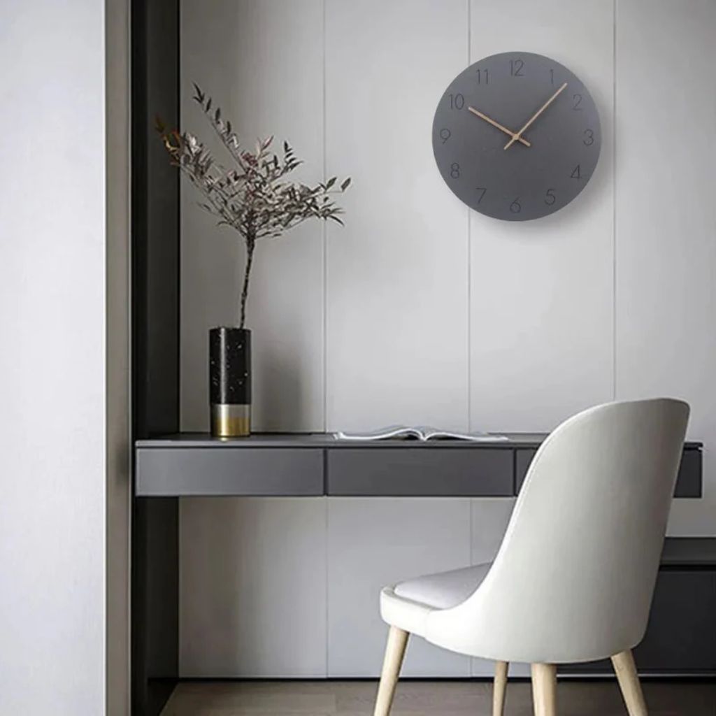 Silent Wall Clock 11.4 in Round Wood Frame Modern Home Décor for Bedroom Living Room Office Minimalist Timepiece | Thomler