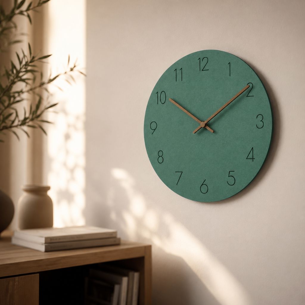 Silent Wall Clock 11.4 in Round Wood Frame Modern Home Décor for Bedroom Living Room Office Minimalist Timepiece | Thomler