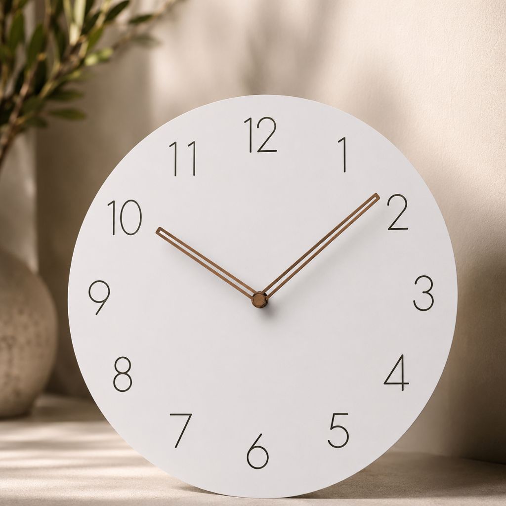Silent Wall Clock 11.4 in Round Wood Frame Modern Home Décor for Bedroom Living Room Office Minimalist Timepiece | Thomler