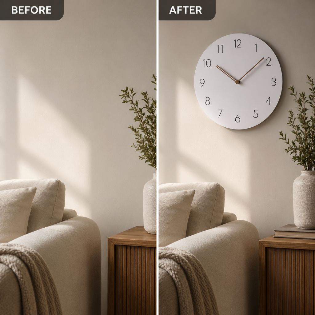 Silent Wall Clock 11.4 in Round Wood Frame Modern Home Décor for Bedroom Living Room Office Minimalist Timepiece | Thomler