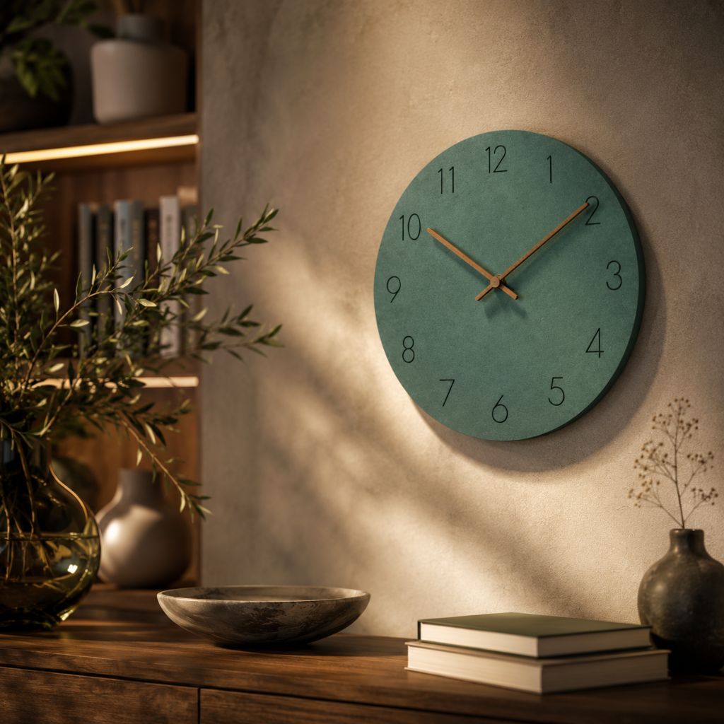 Silent Wall Clock 11.4 in Round Wood Frame Modern Home Décor for Bedroom Living Room Office Minimalist Timepiece | Thomler