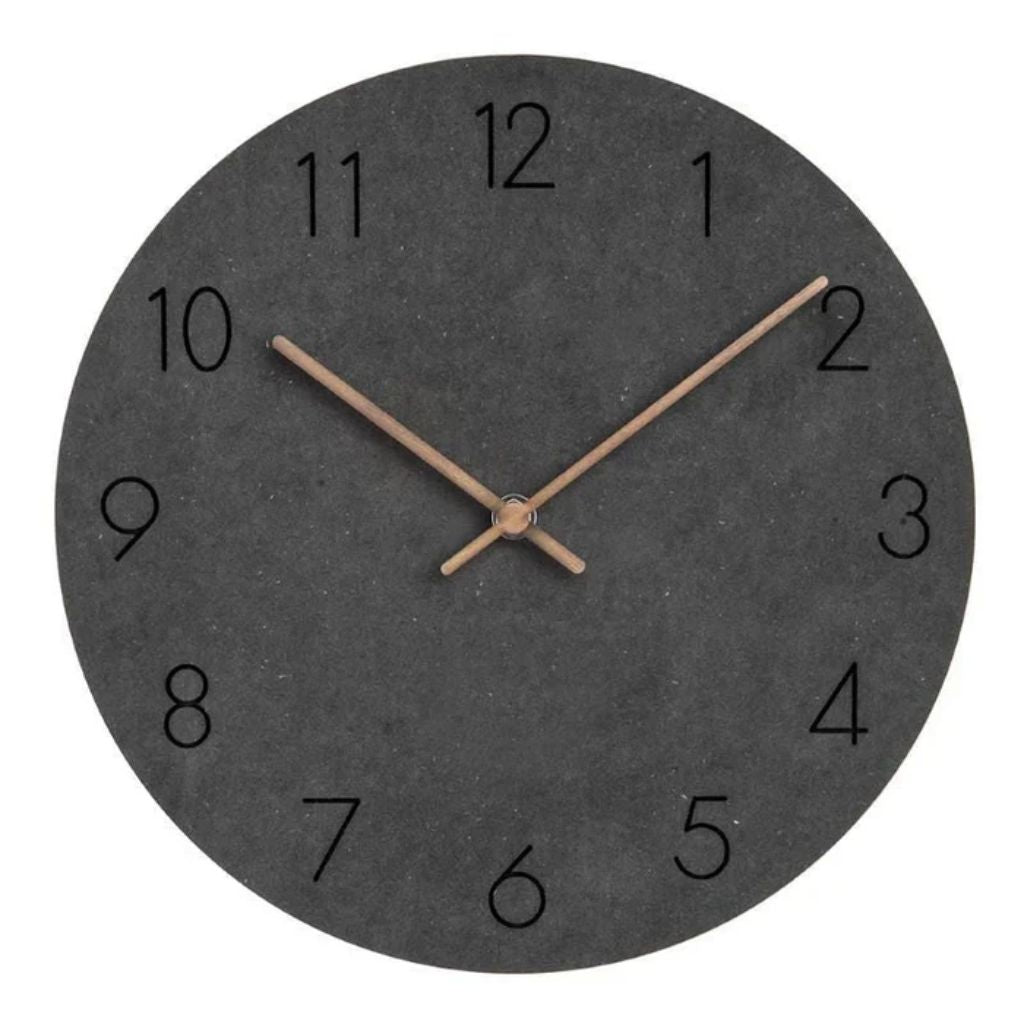 Silent Wall Clock 11.4 in Round Wood Frame Modern Home Décor for Bedroom Living Room Office Minimalist Timepiece | Thomler