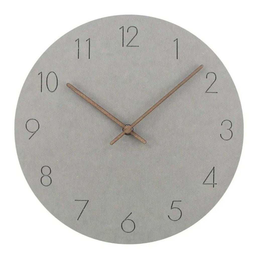 Silent Wall Clock 11.4 in Round Wood Frame Modern Home Décor for Bedroom Living Room Office Minimalist Timepiece | Thomler