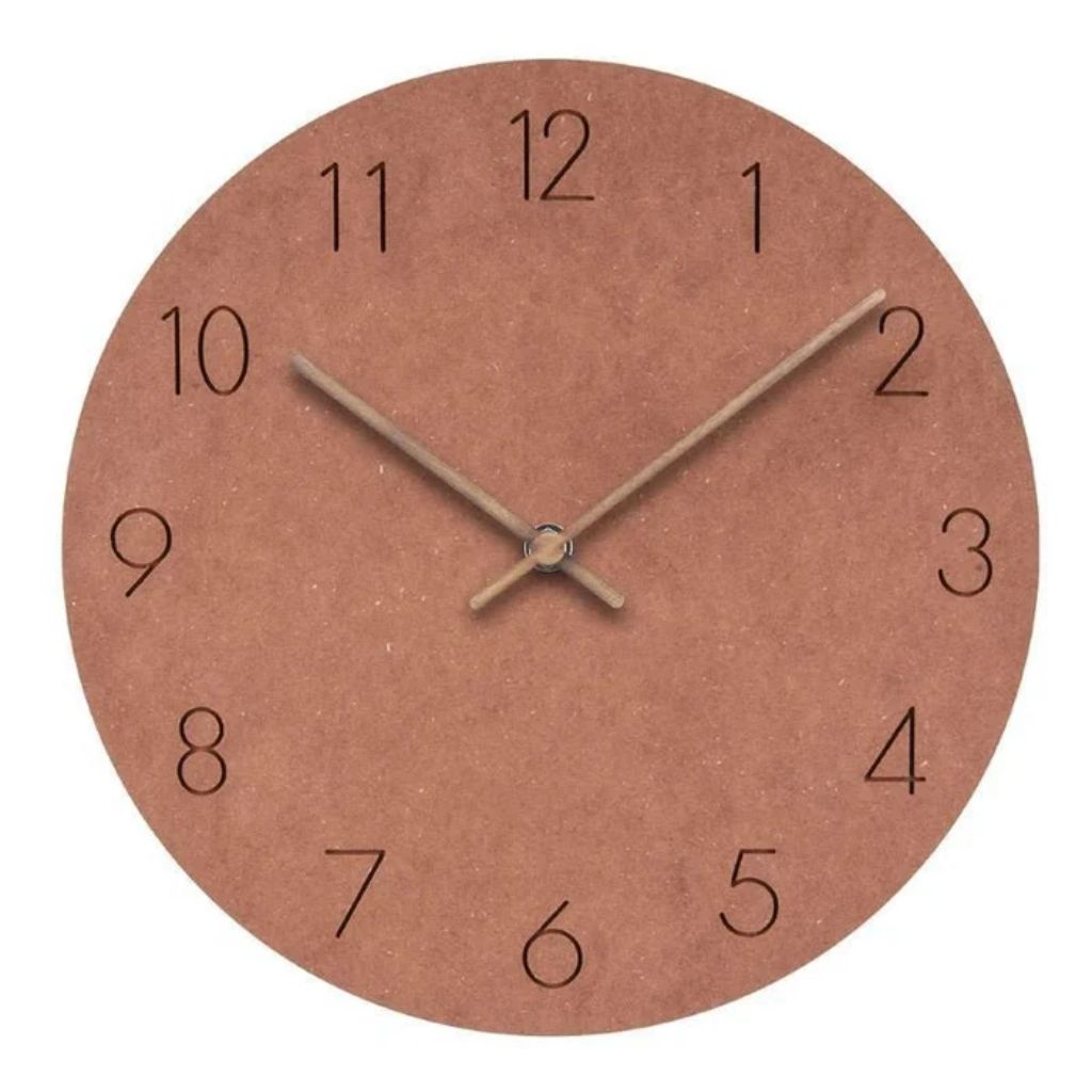 Silent Wall Clock 11.4 in Round Wood Frame Modern Home Décor for Bedroom Living Room Office Minimalist Timepiece | Thomler