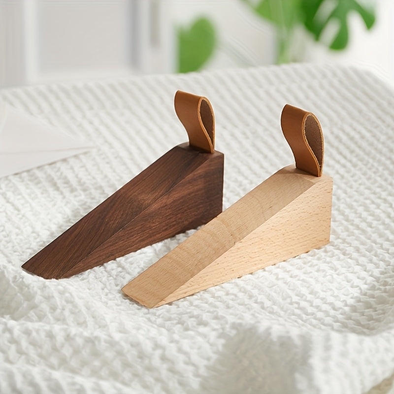 Solid Wood Door Wedge Stopper – Non-Slip Heavy Duty Doorstop for Home – Natural Hardwood Security Holder for Bedroom Living Room Office | Thomler