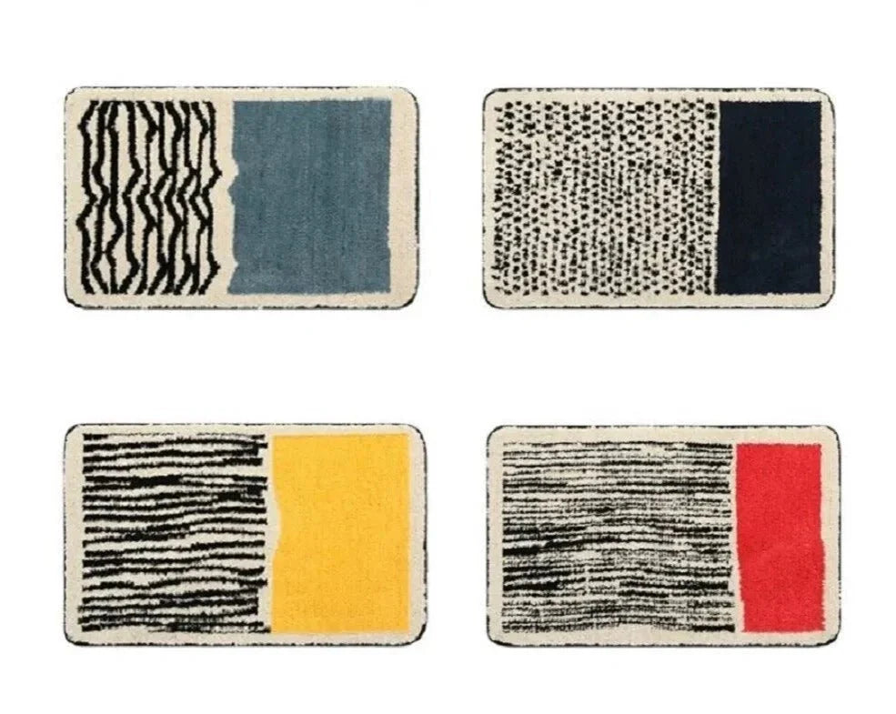 Abstract Modern Bathroom Rug with Non-Slip Backing – Soft Polyester & Acrylic Mat for Contemporary Bath Decor – Machine Washable Floor Mat | Thomler