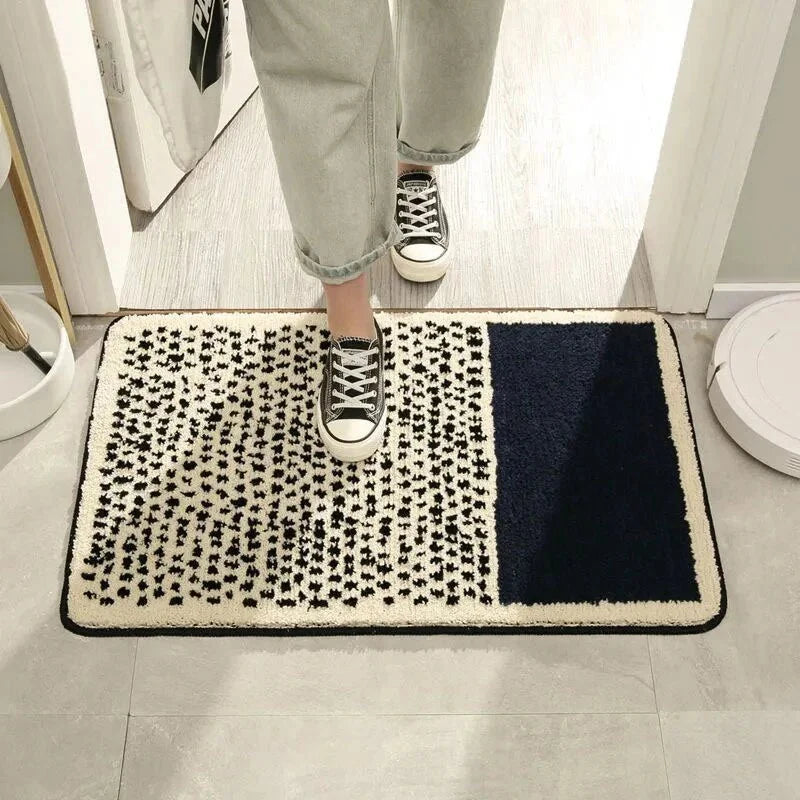 Abstract Modern Bathroom Rug with Non-Slip Backing – Soft Polyester & Acrylic Mat for Contemporary Bath Decor – Machine Washable Floor Mat | Thomler