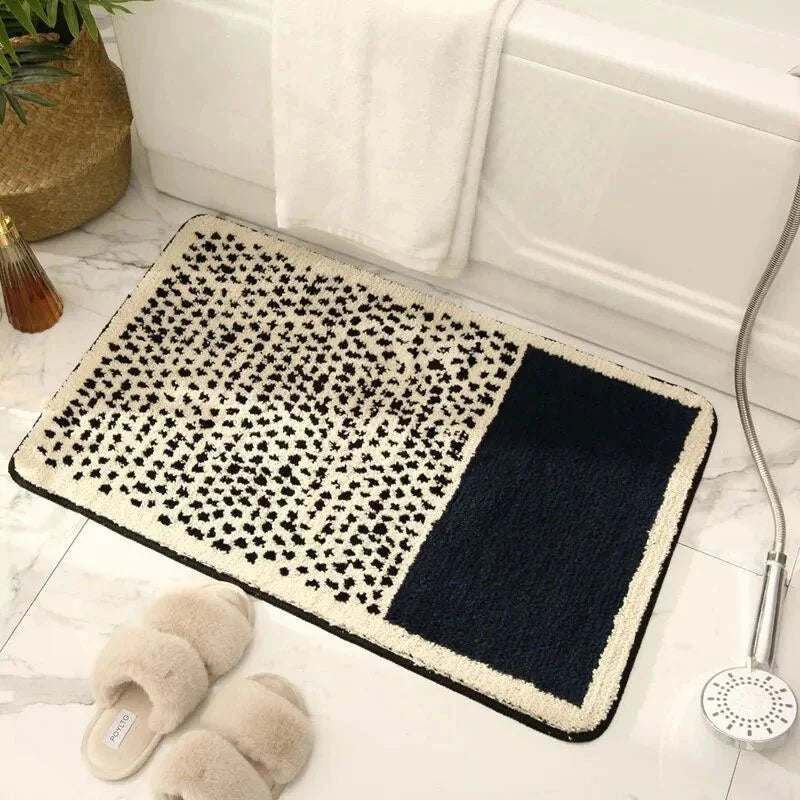 Abstract Modern Bathroom Rug with Non-Slip Backing – Soft Polyester & Acrylic Mat for Contemporary Bath Decor – Machine Washable Floor Mat | Thomler