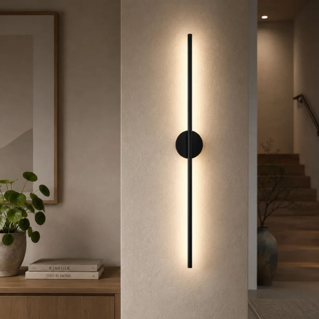 Elongated LED Wall Light Strip Black Aluminum Hardwired Sconce for Bedroom Living Room TV Accent Modern Minimalist | Thomler