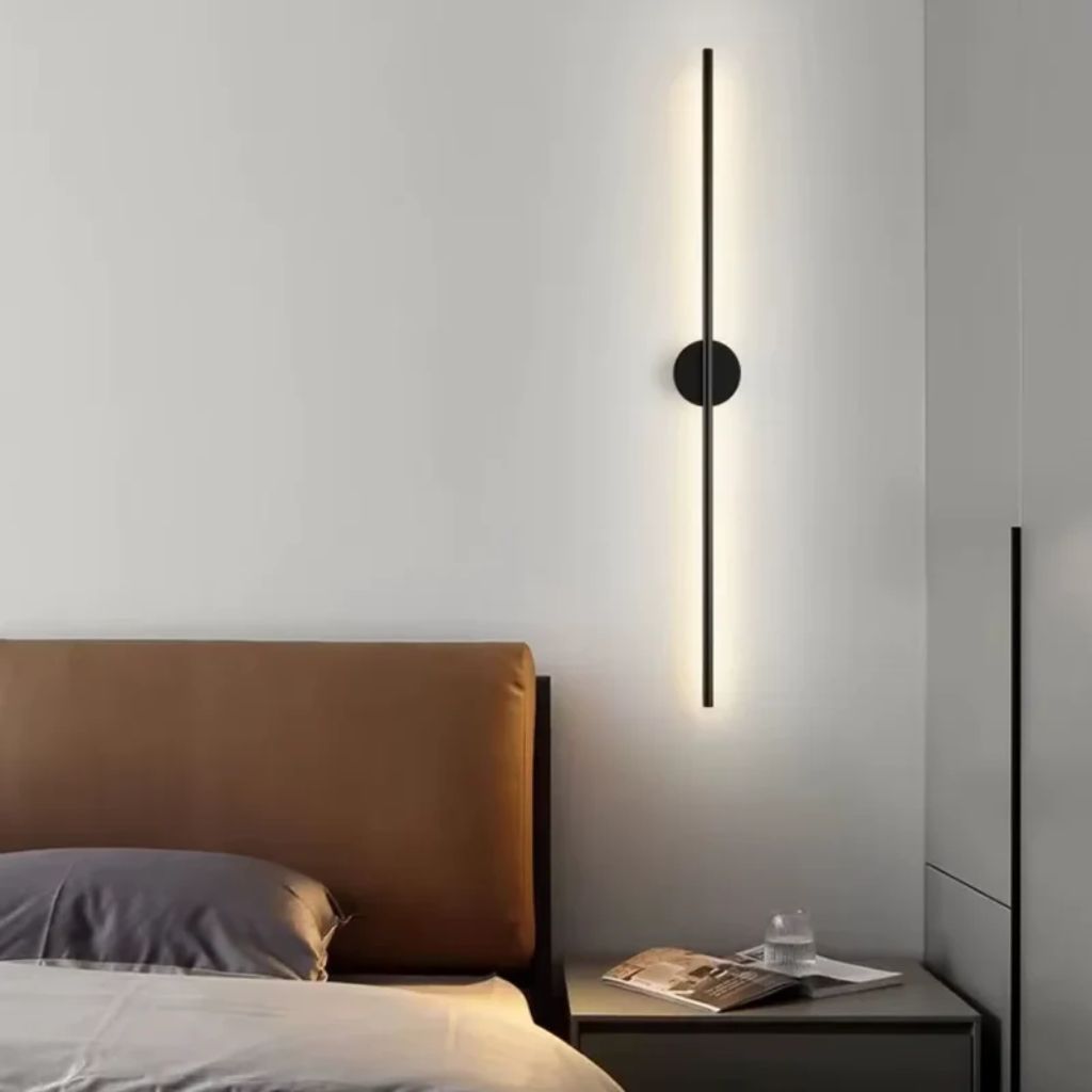Elongated LED Wall Light Strip Black Aluminum Hardwired Sconce for Bedroom Living Room TV Accent Modern Minimalist | Thomler