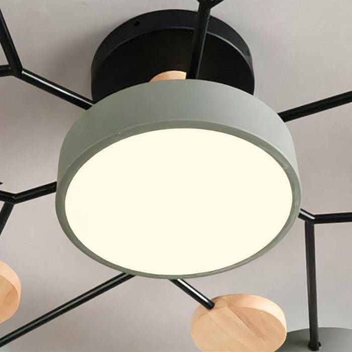 Branched Disc LED Ceiling Light with Wood Accents – Modern Scandinavian Design for Living Room, Bedroom & Dining | Thomler