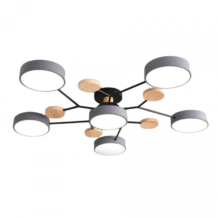 Branched Disc LED Ceiling Light with Wood Accents – Modern Scandinavian Design for Living Room, Bedroom & Dining | Thomler