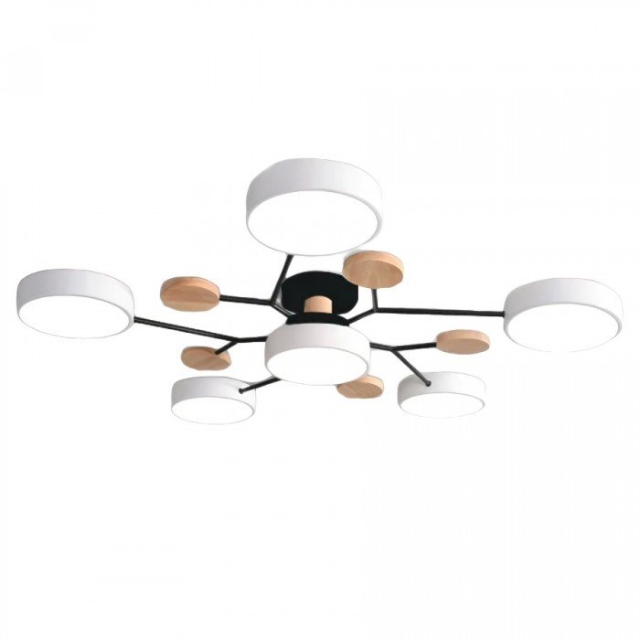 Branched Disc LED Ceiling Light with Wood Accents – Modern Scandinavian Design for Living Room, Bedroom & Dining | Thomler