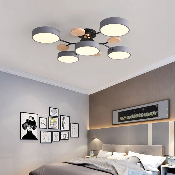 Branched Disc LED Ceiling Light with Wood Accents – Modern Scandinavian Design for Living Room, Bedroom & Dining | Thomler