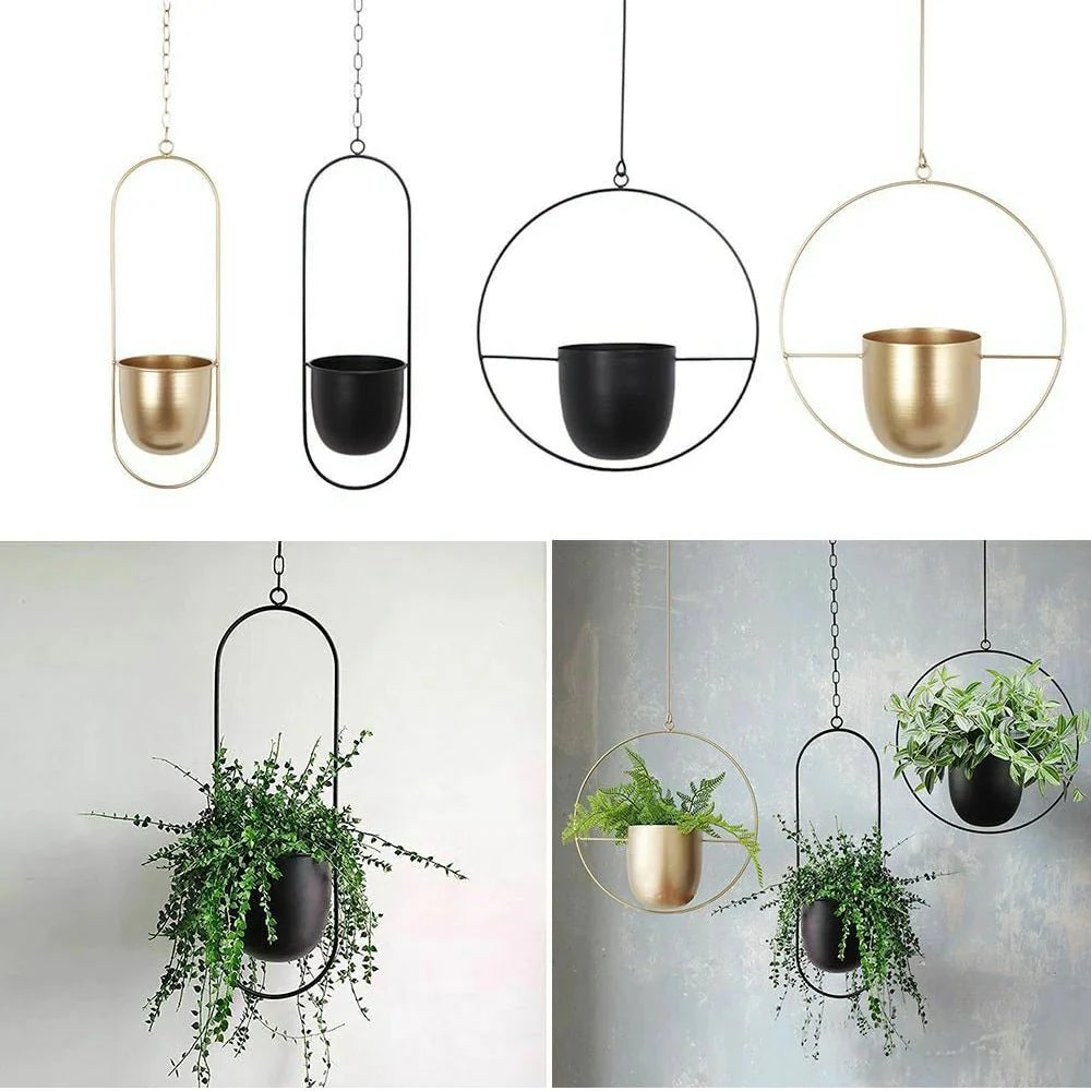 Hanging Plant Pot Iron 8 in Indoor Outdoor Modern Decor Floating Style Minimalist Planter | Thomler