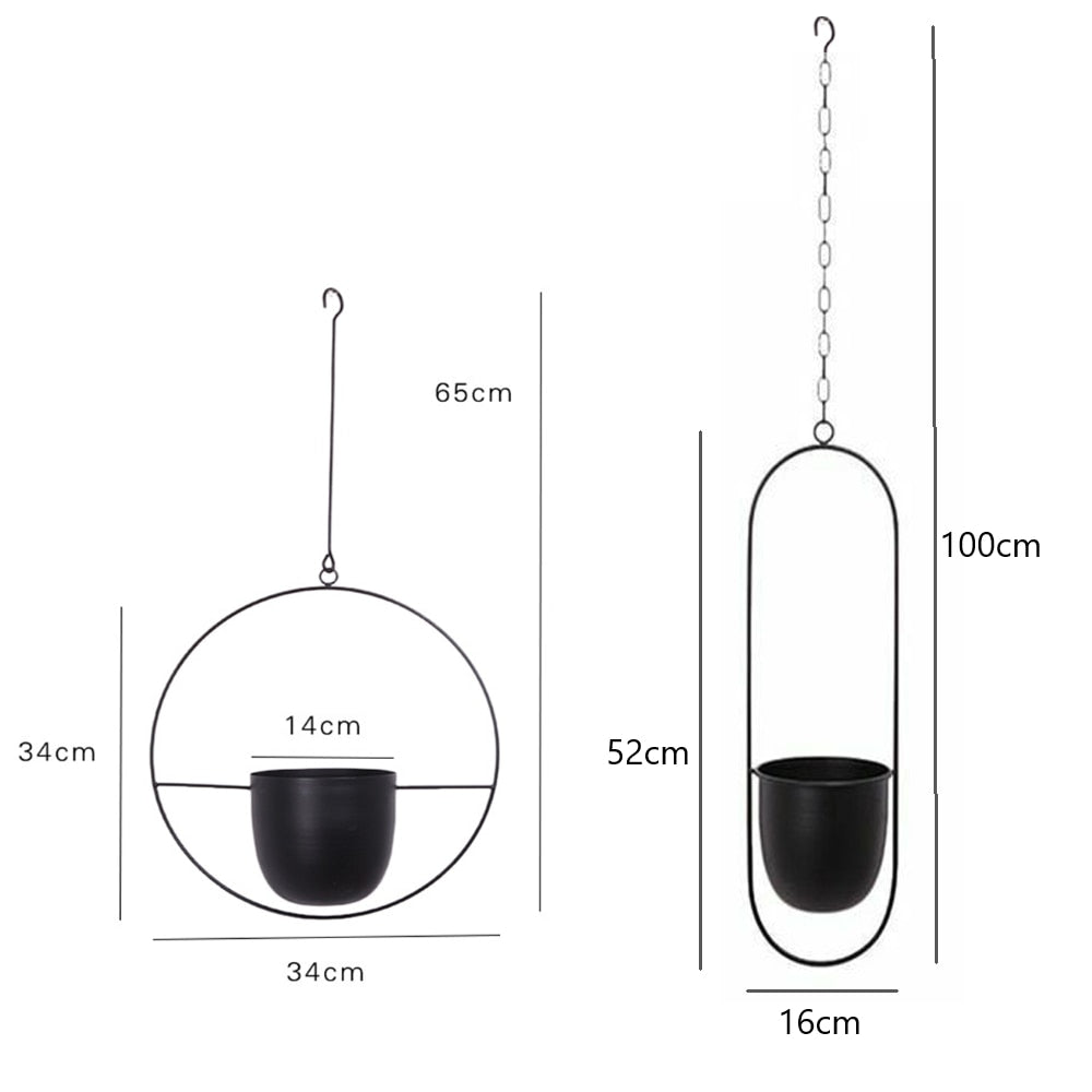 Hanging Plant Pot Iron 8 in Indoor Outdoor Modern Decor Floating Style Minimalist Planter | Thomler