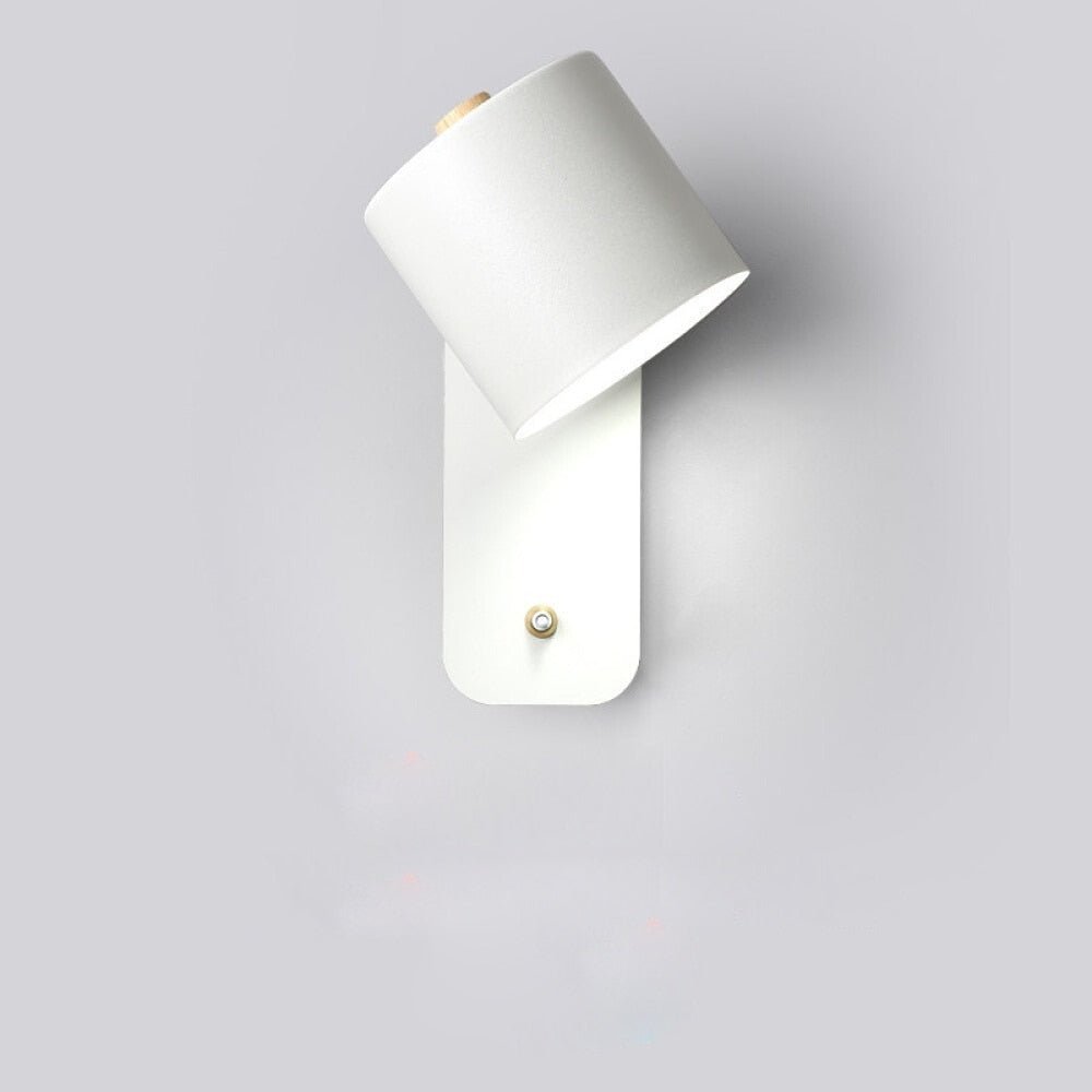 Adjustable Wall Light with Rotating Shade & Integrated Switch – Wood & Metal Fixture for Bedroom, Hallway, Reading | Thomler