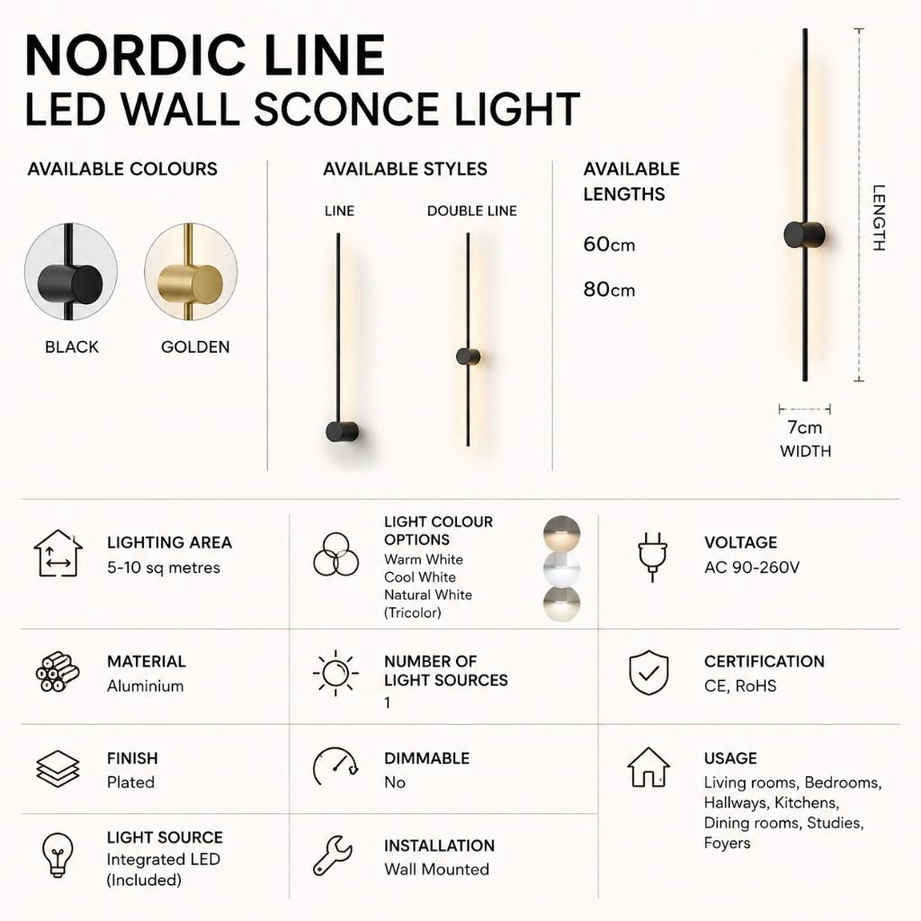 Modern Aluminum LED Wall Light Fixture for Bedroom Living Room Hallway – Adjustable White Lighting Bar Sconce 24-31 inch Decorative | Thomler