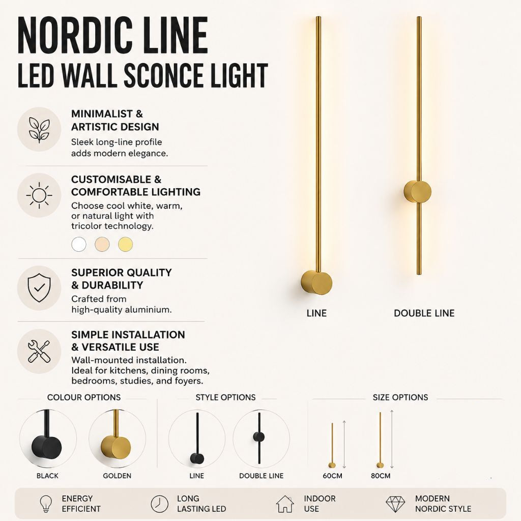 Modern Aluminum LED Wall Light Fixture for Bedroom Living Room Hallway – Adjustable White Lighting Bar Sconce 24-31 inch Decorative | Thomler