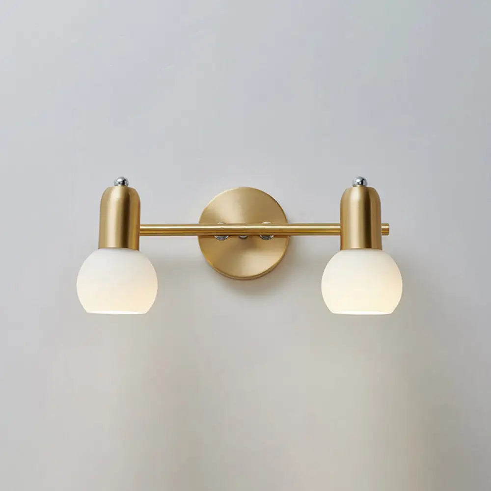 Brass Bathroom Vanity Light Fixture with Glass Shades – Downward Wall Sconce for Powder Room, Hallway & Mirror Lighting | Thomler