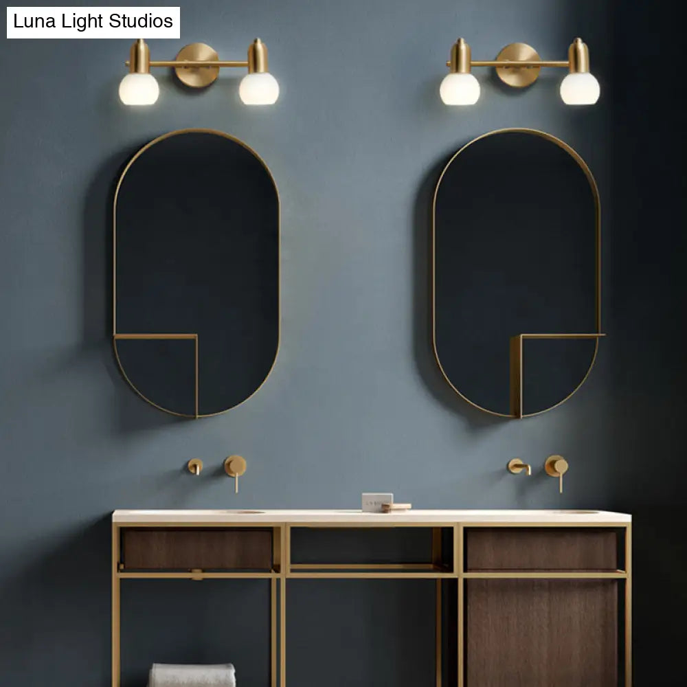 Brass Bathroom Vanity Light Fixture with Glass Shades – Downward Wall Sconce for Powder Room, Hallway & Mirror Lighting | Thomler