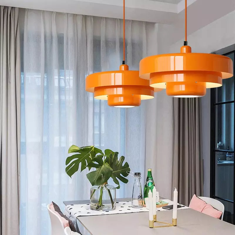 Pendant Light Iron 35.0 cm Orange Gold Black Dining Room Bauhaus Mid Century Industrial Hanging Ceiling Lamp | Thomler