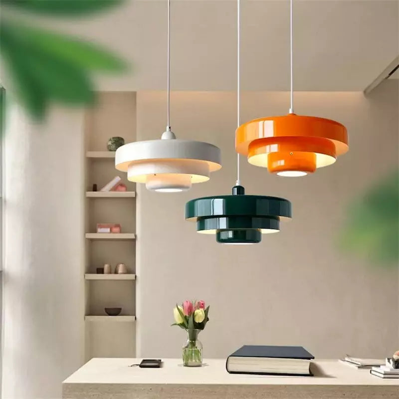 Pendant Light Iron 35.0 cm Orange Gold Black Dining Room Bauhaus Mid Century Industrial Hanging Ceiling Lamp | Thomler